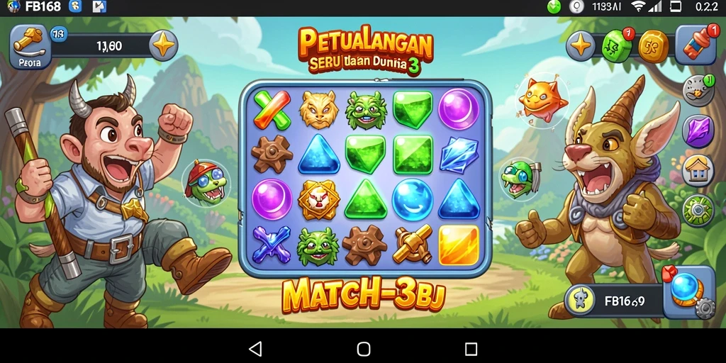 Screenshot menunjukkan momen seru mencocokkan objek di FB168.