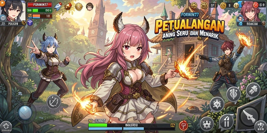 Screenshot gameplay FORWIN77 dengan karakter Anime yang menarik.