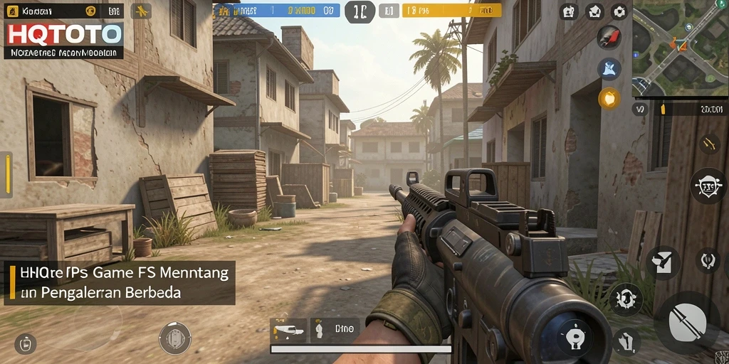 Tangkapan layar HQTOTO menampilkan aksi pertempuran FPS yang intens.