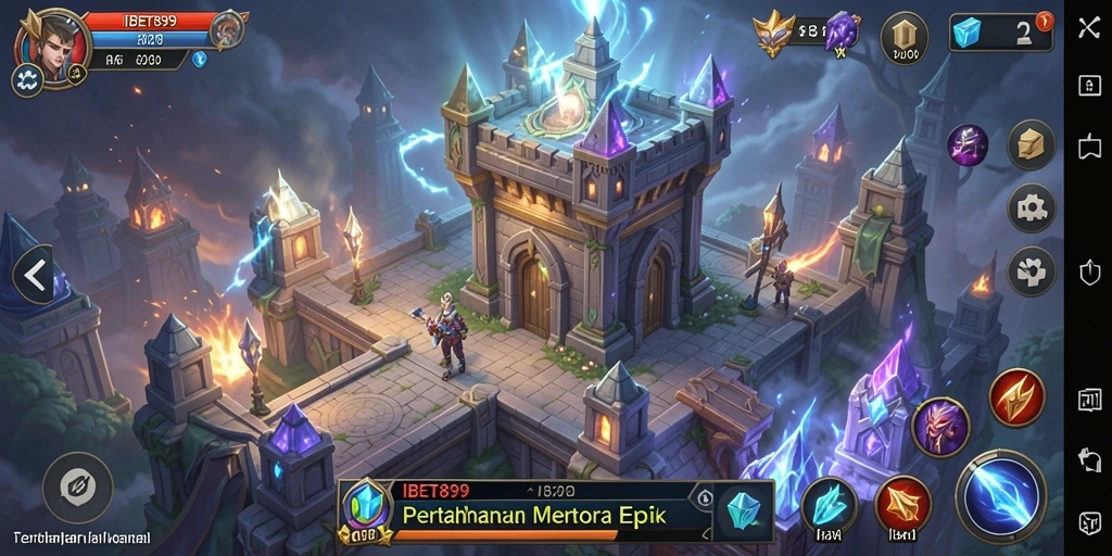 Tampilan gameplay IBET899 yang penuh aksi dalam Tower Defense.