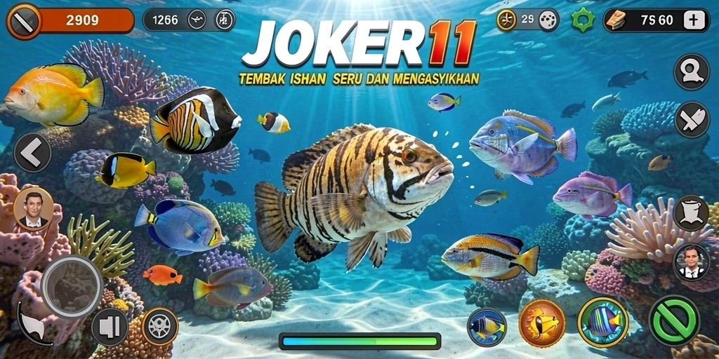 Tampilan gameplay JOKER11 yang seru dengan aksi tembak ikan.