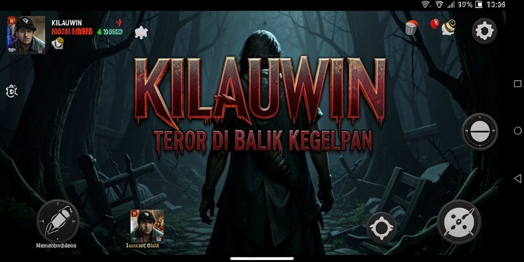 Screenshot gameplay KILAUWIN yang menampilkan suasana horor yang mencekam.