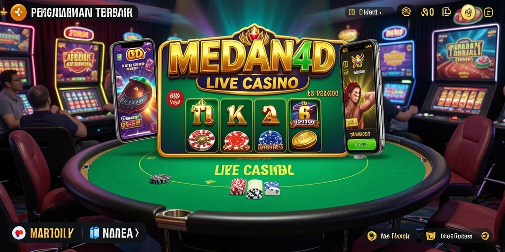 Screenshot gameplay MEDAN4D menunjukkan dealer langsung dan suasana kasino yang mendebarkan.