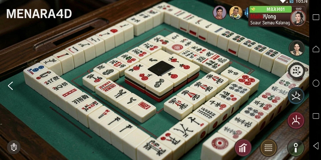 Tampilan screenshot MENARA4D menampilkan gameplay Mahjong yang seru.