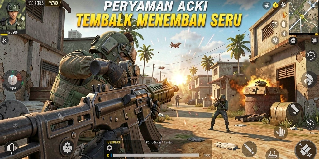 Screenshot gameplay RR789 menampilkan aksi tembak menembak yang seru.