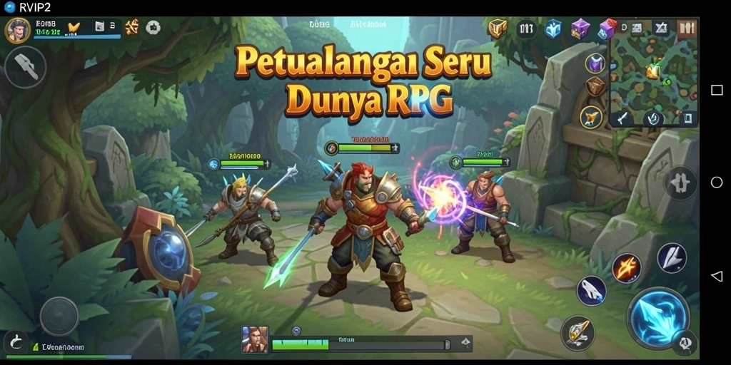 Screenshot menampilkan pertarungan seru dalam dunia RPG RVIP2.
