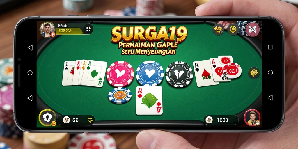 Tampilan seru gameplay SURGA19 yang menampilkan permainan Gaple.